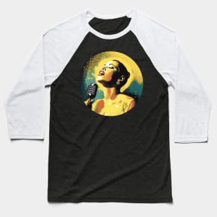 Billie Holiday Jazz Legend Singer Modern Portrait by LozsArt Baseball T-Shirt